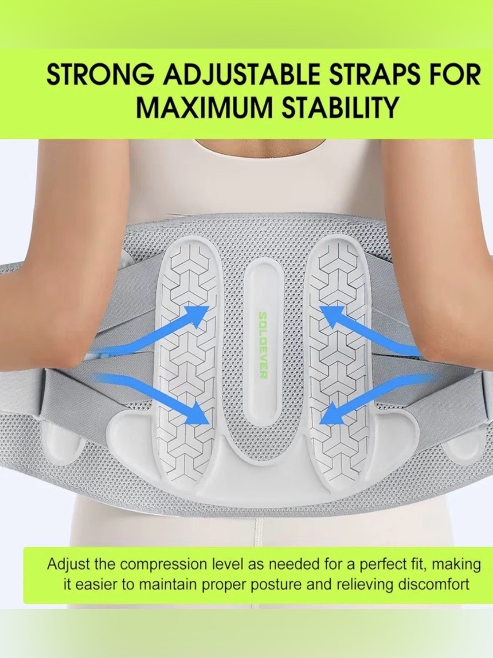 SOLOVER, Back Brace for Lower Back Pain Relief with Bionic Support System,size L